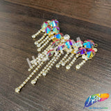 Fancy Color Motif Rhinestone Applique with Rhinestone Fringe, YH-502