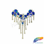 Fancy Color Motif Rhinestone Applique with Rhinestone Fringe, YH-502