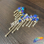 Fancy Color Motif Rhinestone Applique with Rhinestone Fringe, YH-502