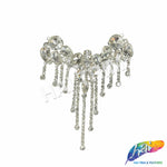 Fancy Color Motif Rhinestone Applique with Rhinestone Fringe, YH-502