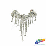 Fancy Color Motif Rhinestone Applique with Rhinestone Fringe, YH-502