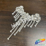 Fancy Color Motif Rhinestone Applique with Rhinestone Fringe, YH-502