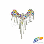 Fancy Color Motif Rhinestone Applique with Rhinestone Fringe, YH-502