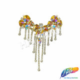 Fancy Color Motif Rhinestone Applique with Rhinestone Fringe, YH-502