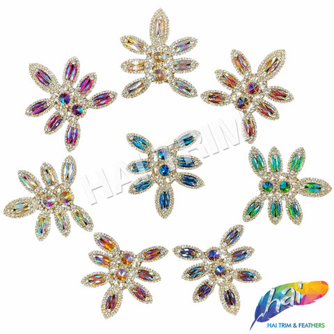 Fancy Flower Motif Rhinestone Applique, YH-504