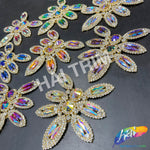 Fancy Flower Motif Rhinestone Applique, YH-504