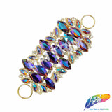 Fancy Color Motif Rhinestone Applique with Rings, YH-506