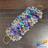 Fancy Color Motif Rhinestone Applique with Rings, YH-506