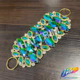 Fancy Color Motif Rhinestone Applique with Rings, YH-506