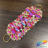 Fancy Color Motif Rhinestone Applique with Rings, YH-506