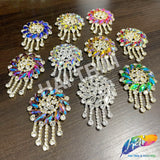 Fancy Medallion Rhinestone Applique with Fringe, YH-507