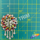 Fancy Medallion Rhinestone Applique with Fringe, YH-507