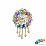 Fancy Medallion Rhinestone Applique with Fringe, YH-507