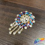 Fancy Medallion Rhinestone Applique with Fringe, YH-507