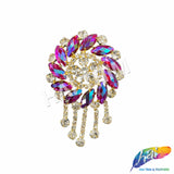 Fancy Medallion Rhinestone Applique with Fringe, YH-507