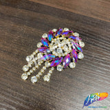 Fancy Medallion Rhinestone Applique with Fringe, YH-507