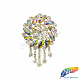 Fancy Medallion Rhinestone Applique with Fringe, YH-507