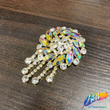 Fancy Medallion Rhinestone Applique with Fringe, YH-507