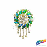 Fancy Medallion Rhinestone Applique with Fringe, YH-507