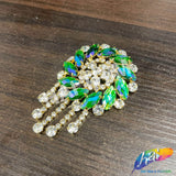 Fancy Medallion Rhinestone Applique with Fringe, YH-507