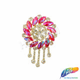 Fancy Medallion Rhinestone Applique with Fringe, YH-507