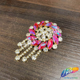 Fancy Medallion Rhinestone Applique with Fringe, YH-507