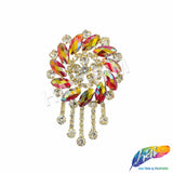 Fancy Medallion Rhinestone Applique with Fringe, YH-507