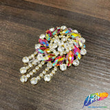 Fancy Medallion Rhinestone Applique with Fringe, YH-507