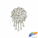 Fancy Medallion Rhinestone Applique with Fringe, YH-507
