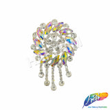 Fancy Medallion Rhinestone Applique with Fringe, YH-507