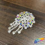 Fancy Medallion Rhinestone Applique with Fringe, YH-507