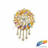 Fancy Medallion Rhinestone Applique with Fringe, YH-507