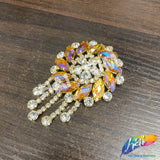 Fancy Medallion Rhinestone Applique with Fringe, YH-507