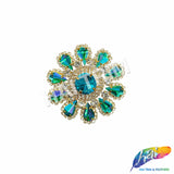 Fancy Flower Medallion Rhinestone Applique, YH-509