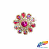 Fancy Flower Medallion Rhinestone Applique, YH-509