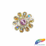 Fancy Flower Medallion Rhinestone Applique, YH-509