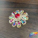 Fancy Flower Medallion Rhinestone Applique, YH-509