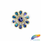 Fancy Flower Medallion Rhinestone Applique, YH-509