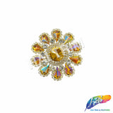 Fancy Flower Medallion Rhinestone Applique, YH-509