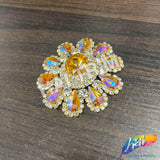 Fancy Flower Medallion Rhinestone Applique, YH-509