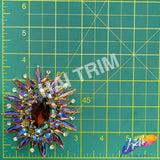 Fancy Sunburst Flower Medallion Rhinestone Applique, YH-510