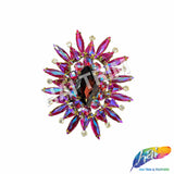 Fancy Sunburst Flower Medallion Rhinestone Applique, YH-510