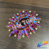 Fancy Sunburst Flower Medallion Rhinestone Applique, YH-510