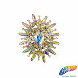 Fancy Sunburst Flower Medallion Rhinestone Applique, YH-510