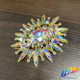 Fancy Sunburst Flower Medallion Rhinestone Applique, YH-510