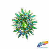 Fancy Sunburst Flower Medallion Rhinestone Applique, YH-510