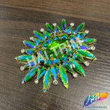 Fancy Sunburst Flower Medallion Rhinestone Applique, YH-510