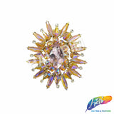 Fancy Sunburst Flower Medallion Rhinestone Applique, YH-510