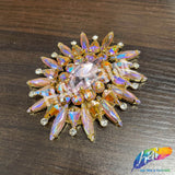 Fancy Sunburst Flower Medallion Rhinestone Applique, YH-510