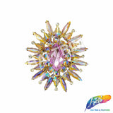 Fancy Sunburst Flower Medallion Rhinestone Applique, YH-510